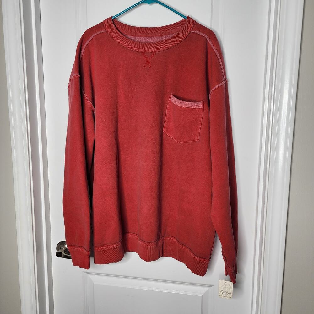 XL | Free People | NWT | We The Free Wallace Long Sleeve Pullover Red | MSRP $98